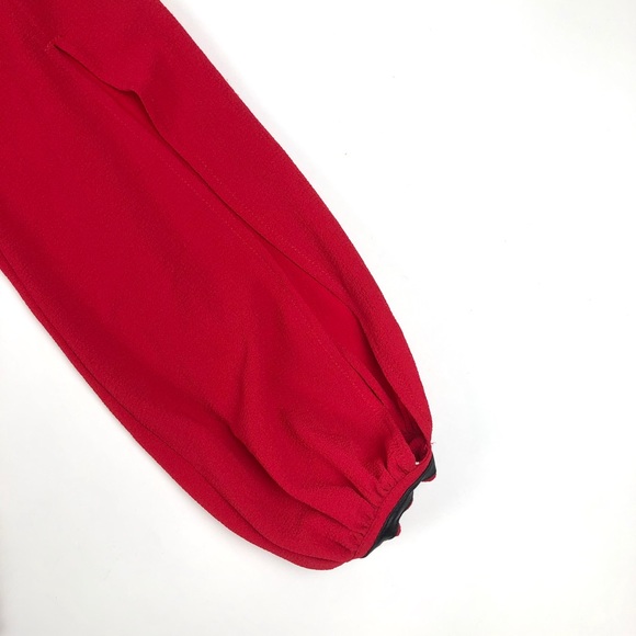 Bebe Red Veronica Blouson Leather Shoulder Top - Picture 11 of 11